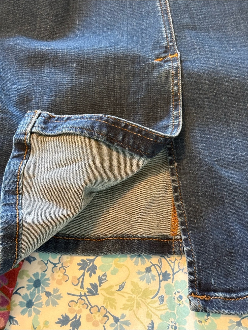 J.Jill Blue Wash Stretch Denim Panel Maxi Skirt | Cotton Blend | Size 10 - Picture 12 of 13